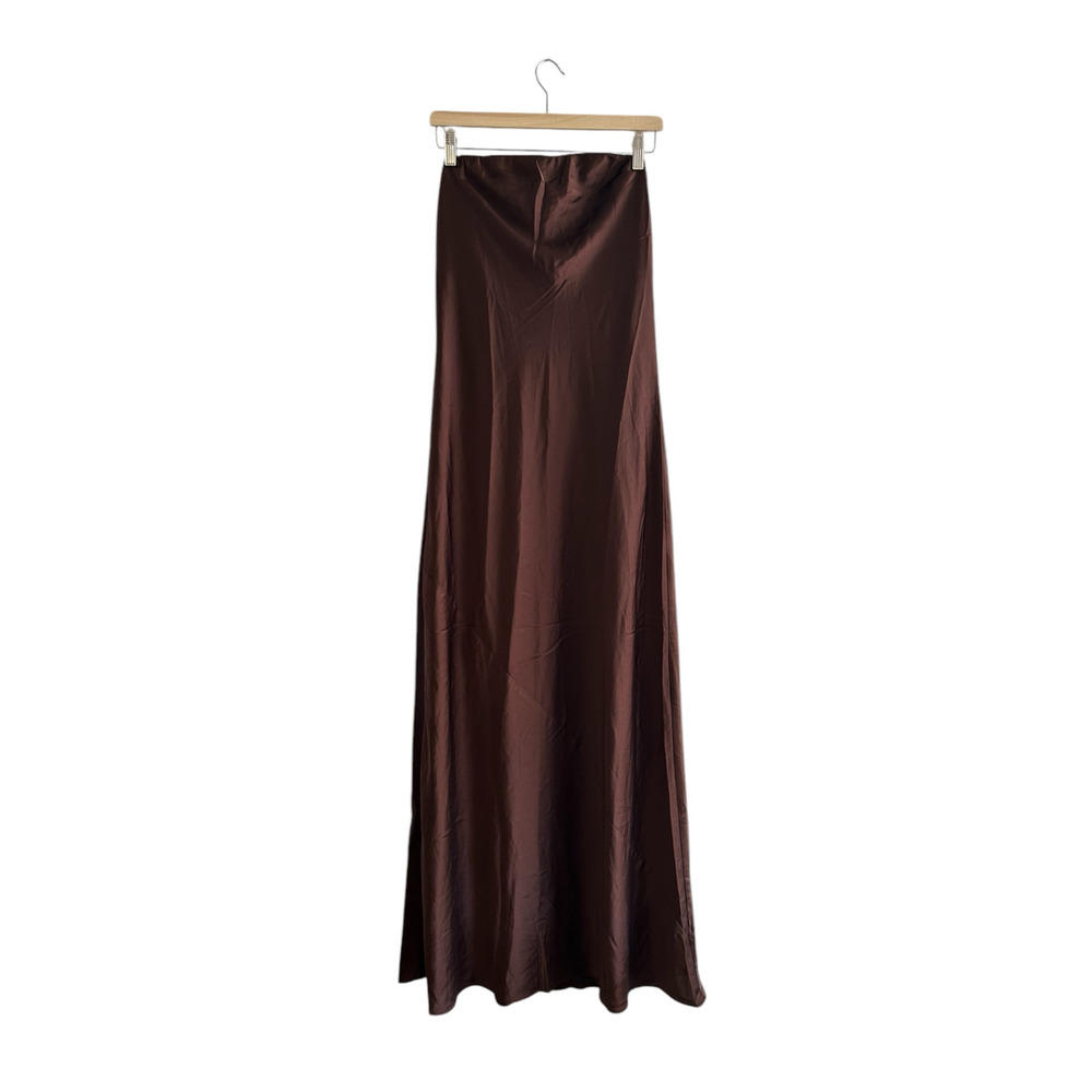 Show Me Your Mumu Taylor Tube Maxi Dress in Chocolate Luxe Satin S - Picture 3 of 10